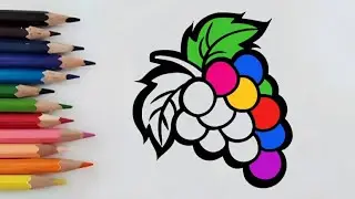 How to Draw a Grape Bunch | Easy Fruit Drawing for Kids