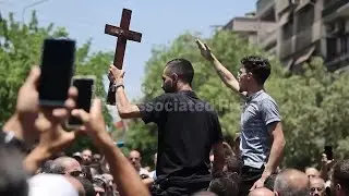 Funerals held for victims in suicide bomb attack on a Greek Orthodox church in Syria