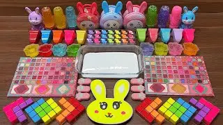 RAINBOW RABBITS I Mixing random into Glossy Slime I Relax with videos💕