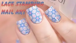 Lace Stamping Nail Art - Стемпинг с глиттером