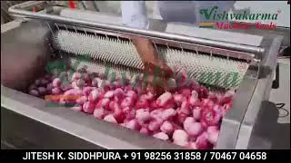 ONION WASHING MACHINE | VEGETABLE WASHER | VEGETABLE WASHING - BRUSH TYPE | ONION PEELER