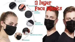 3 Layer Adult Black Disposable Face Masks