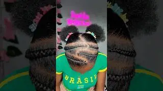 🎀Zigzag cornrows + Afro puffs = cuteness overload 🎀🌸.      #naturalhairstyles