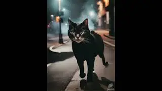 A creepy cat walking in the street