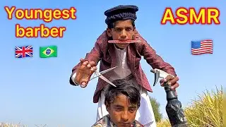 ASMR youngest barber in the world fast haircut in sugarcane field