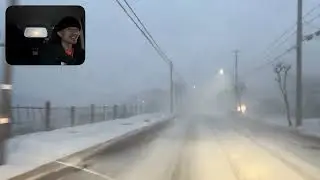 【嵐になるとテンション上がる系大使】暴風雪ドライブ中盤
