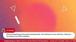 Author Anthony Candela LIVE at The Festival Of Storytellers