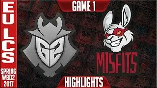 G2 vs Misfits Game 1 Highlights - EU LCS W8D2 Spring 2017 - G2 vs MSF G1