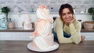 Create a Beautiful Wedding Cake at Home with Sugar Roses, Icing Drapes, and a Subtle Marbling Effect