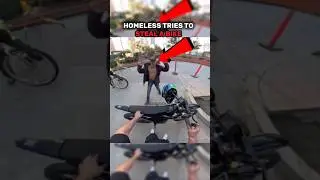 Biker confronts a gangster attempting to steal his bike😱