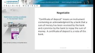 Certificates of Deposit - Critical Issues