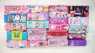 new unicorn stationery collection 😁 geometry, doreamon,hello kitty,pencil box,sharpener,eraser
