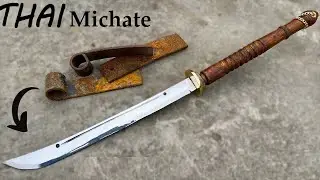 Making THAI MICHATE Sword out of Old Rusty Leaf SPRING
