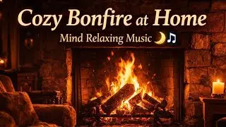 Cozy Fireplace at Night 🔥 Real Fire Sounds | Relax,Sleep,Study4K Ultra HD#CozyFireplace #Fireplace