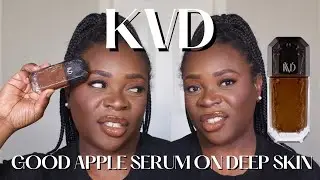 New KVD Good Apple Serum Foundation on Deep Skin | Review +  7 Hour Wear Test #kvdbeauty