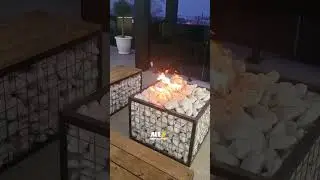 Gabion bench and fire pit &ndash; a stylish and durable combo to elevate your outdoor living space.
