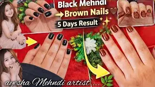 Black Mehndi + Store Available Nails Mehndi Se Perfect Brown Nails Look 💅🤎✨ | Beauty Tutorial 🔥