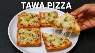 Minutes Cheesy Bread Pizza on Tawa | Instant No-Oven Pizza Recipe | helpNcook