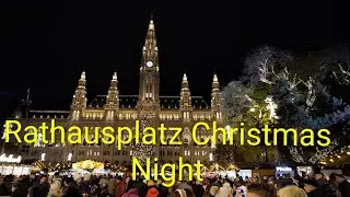 Rathausplatz-Garten bei Nacht 🎄 Weihnachtslichter & Abendspaziergang in Wien