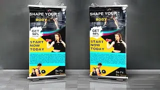 How to Design Corporate Roll Up Banner- Photoshop Tutorial | Professional Roll Up Banner Design