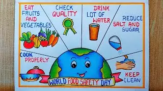 World Food Safety Day Poster Drawing| Healthy Diet chart drawing| Eat Healthy stay healthy Poster