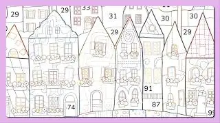 Happy Color by Number app Patchwork Fantasy Collection City Houses #decor #coloringbook