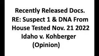 Recently Released Docs. RE: Suspect 1 & DNA From House Tested Nov. 21, 2022, Idaho v. Kohberger