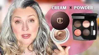 GRAY HAIR MAKEUP  CREAM EYESHADOW SERIES:  POWDER VS CREAM with Chanel and Charlotte Tilbury