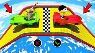 FRANKLIN TRIED IMPOSSIBLE DEEPEST GREEN TUNNEL MEGA RAMP CHALLENGE GTA 5 | SHINCHAN and CHOP GAMING 
