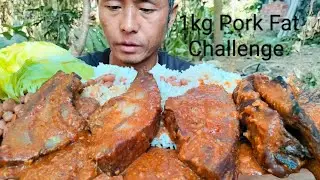 I am challenging myself to eat 1kg Smoked Pork Fat with Tasty Axone @KHokaiAchumi123