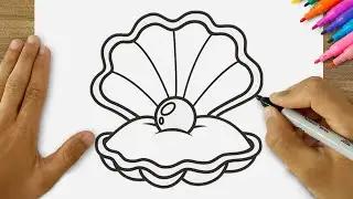 How to Draw a Pearl in a Shell Easy | Step by Step Seashell Drawing