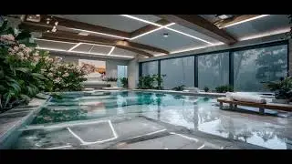 4K HDR Serene Modern Pool Rainy Day #lofi #focus #chill