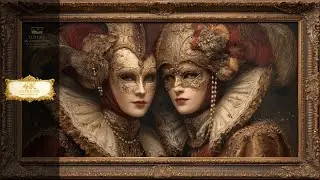 Carnival of Venice Masks 4K  Elegant Gold Frame Portrait  Ambient Music