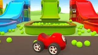 I Grandi Veicoli da Lavoro: la macchina rossa e gli scivoli | Cartoni per Bambini
