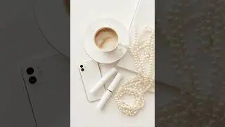 Luxury Minimal Flatlay &ndash; Coffee, Pearls & White Aesthetic Stock Image 🤍
