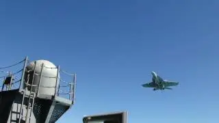 Rare Fantail Video of F/A-18s Landing on USS Abraham Lincoln (CVN 72), Shot From Below (1080p)
