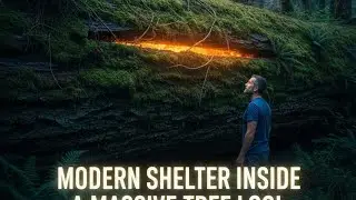 I Built a Secret Survival Shelter Inside a Fallen Giant Tree | Silent Forest Living