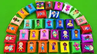 Cocomelon Bags Clay & Slime Colors! Mixing with JJ, TomTom, YoYo, Cody & More ASMR 💖