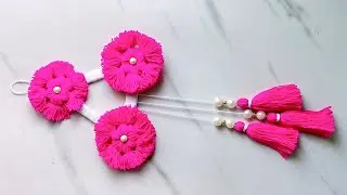 Easy Woollen Flower Wall Hanging Design/Beautiful Woolen Flower Wall Hanging Craft Ideas