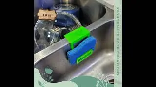 Spongemate by 2B Creations. 3D Printed. Low Profile Double Sink sponge holder.