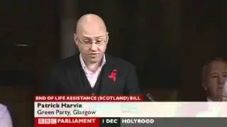 Patrick Harvie MSP speaks in the debate over Margo Macdonald's End of Life Assistance Bill