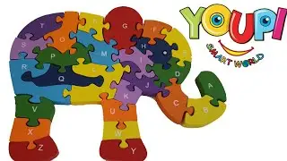 Learning English Alphabets from A to Z! Building Elephant Puzzle of letters :) Youpi :)