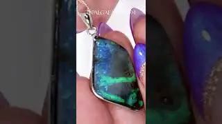 Boulder Opal Pendant 25.2 ct, Sterling Silver Green Blue Opal