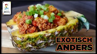 exotisches Ananas-Hähnchen mit Reis