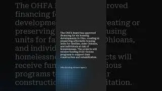 OHFA Board Approves Financing for Six Developments to Create or Preserve Affordable Housing