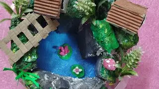 DIY Mountain village🏞🏡🏚#youtubeshorts #artandcraft #viralvideo #diy #diyart #handmade #artandcraft 