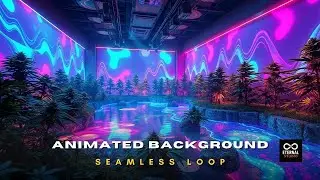 Animated Background - Psychedelic Marijuana Garden Pond Studio, Trippy Neon Waves Live Wallpaper