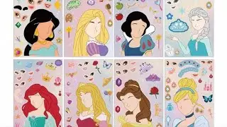 DISNEY PRINCESS STICKER BOOK! FUN STICKERS WITH ESLA, RAPUNZEL, ARIEL, CINDRELLA, BELL, SNOW WHITE..