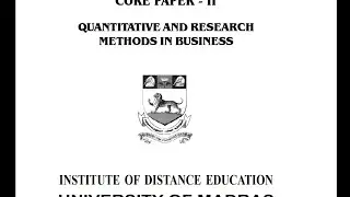 Quantitative & research in business imp topics prepare for internals and exam Madras univ dist MBA