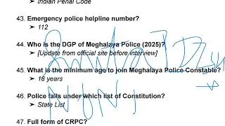 Meghalaya Police Interview Most Important Questions #meghalaya #meghalayapolice